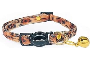 Cognatio Safety Quick Release Cat Collars,Double Velvet with Bell Available in a Range Colors,Perfect for Your Kitty, Adjustable 20-30 cm (Tiger, 20-30cm)