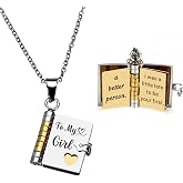 To My Girlfriend Book Necklace National Girlfriend Day Gift for Her | To My Love Book Necklace Romantic Flip Love Story Pendant Necklace Anniversary Necklace for Girlfriend Wife from Husband