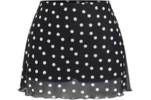 Verdusa Women's Polka Dots Mini Skirt Y2K Vintage Mesh Country Concert Outifits
