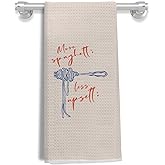 EKGJW Funny Italian Kitchen Towels-Spaghetti Tea & Hand Towels for Kitchen & Bathroom Decor,More Spaghetti Less Upsetti Italian Dish Towels for Kithen,16x24 Inch