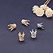 NBEADS 5 Pcs Cubic Zirconia Crown Beads, 12.5x12mm Mixed 5 Color Brass Micro Pave Crown Spacer Beads Bracelet Connector Charm Beads for DIY Jewelry Making
