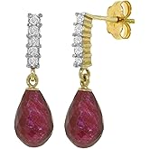 Galaxy Gold GG 14k Solid Gold Diamond-Ruby Dangle Earrings