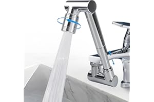 ZLDYPINK 1440° Swivel Faucet Extender with 2 Mode Splash, Retractable Rotating Sink Extension, Universal Swivel Multifunctional Robotic Arm, Sink Water Faucet Aerator Extension for Kitchen Bathroom (Silver)