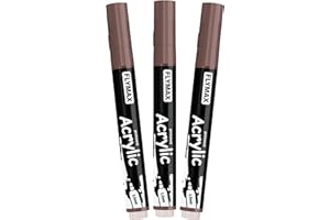 FLYMAX Brown Marker Paint Pens - Permanent Marker Pens Brown Acrylic Paint Water-Based 2.5mm Medium Tip Waterproof Quick-Drying (3 in 1Pack)