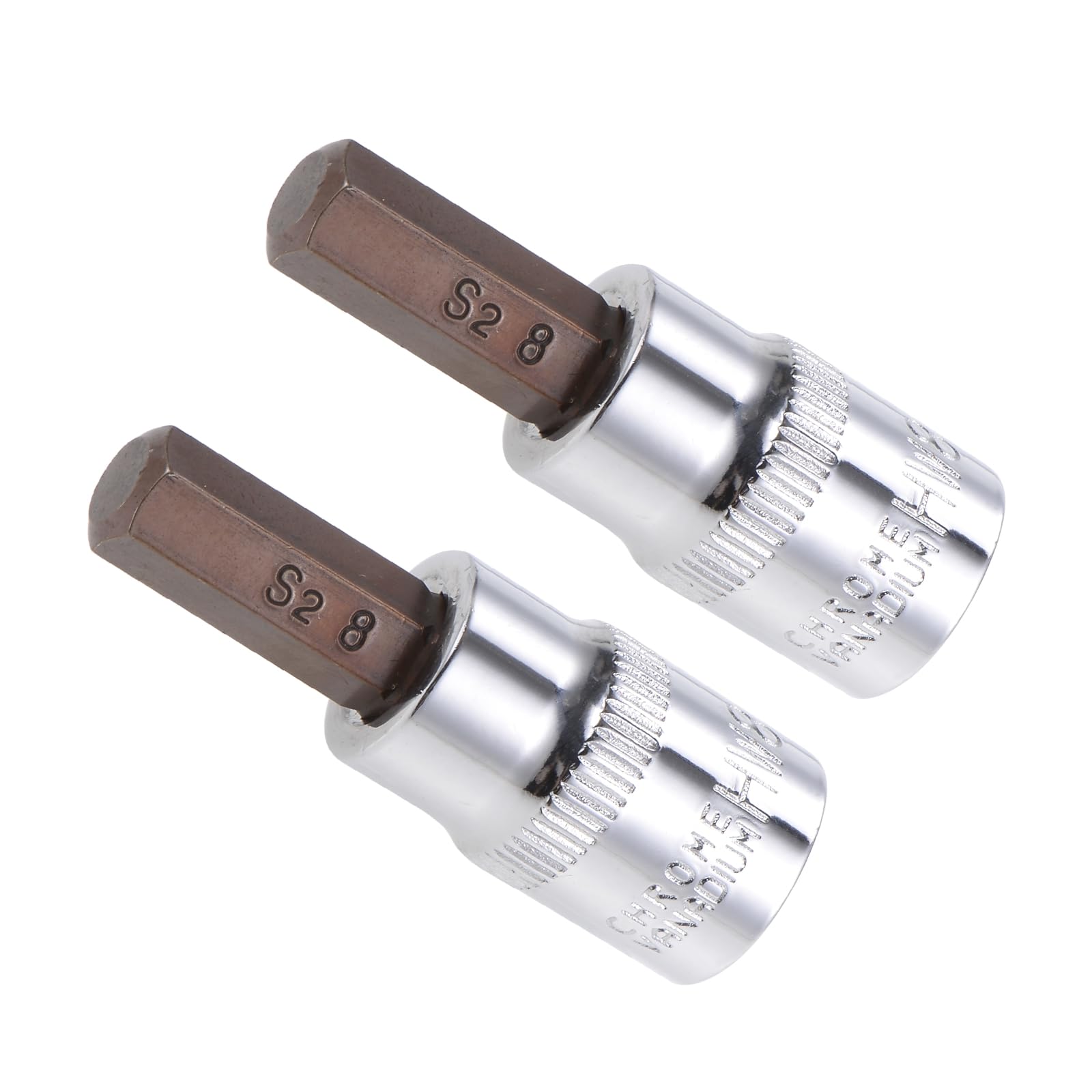 CoCud Hex Bit Socket, Metric H8 Bit 3/8" Drive 1.89" Long, S2 Alloy Steel Heat Treated CR-V Socket - (Applications: for Fastener Application), 2-Pieces
