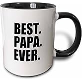 3dRose Best Papa Ever - Gifts for dads - Father nicknames - Good for Fathers day - black text 11oz Two-Tone Black Mug