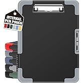 Sooez Toughest Clipboard with Storage, Clip Boards 8.5x11 with Pen Pouch | Rubber Corner, Heavy Duty, Extra Nylon Pouch, High Capacity, Organization Box Case for Contractor Trucker Driver, Letter Size