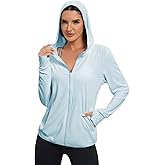 Malarocoby Women's Sun Protection Jacket UPF 50+ Full Zipper Long Sleeve UV Hoodie Shirts Outdoor Athletic Jacket with Pocket
