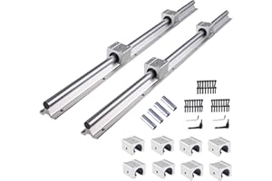 ANWOKIT SBR20 Linear Rail, Spliced Linear Guide Rail 4000mm 4PCS SBR20 2000mm Fully Supported Linear Rail Shaft Rod+12PCS SBR20UU Block Bearing+4PCS Dowels for CNC Machine and 3D Printer