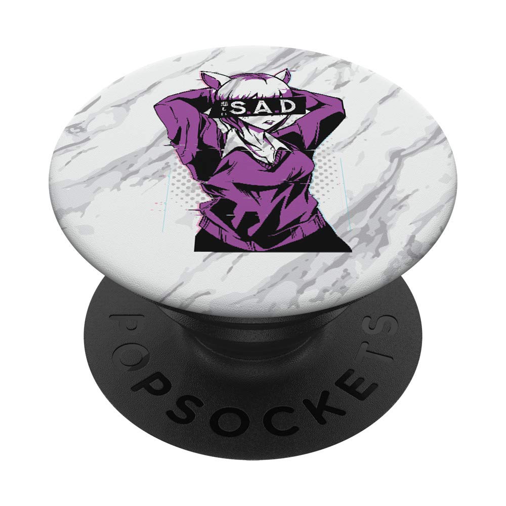 Sad Aesthetic Japanese Girl Anime eGirl Cell Phone Case Gift PopSockets PopGrip: Swappable Grip for Phones & Tablets