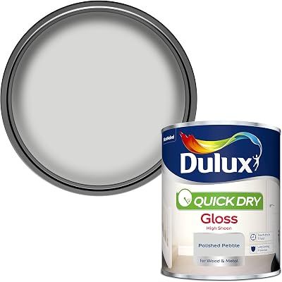 Dulux Quick Dry Gloss Paint Polished Pebble 750ml Water Based No Undercoat