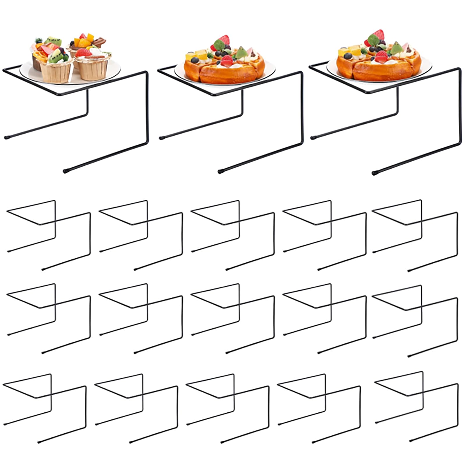 Photo 1 of Mimorou 18 Pcs Black Metal Pizza Stand Pizza Rack Serving Tray Holder Tabletop Food Platter Tray Display Rack for Buffet Restaurant Home 9" L x 8" W x 6.5" H