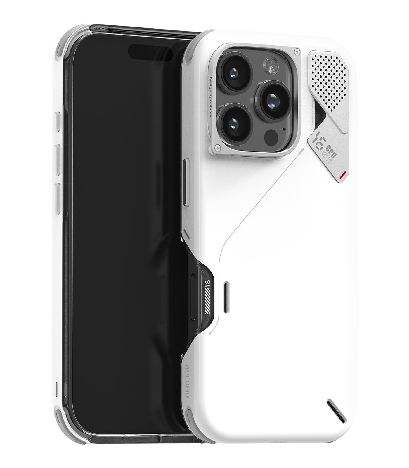Photo 1 of ***USED SLIGHT YELLOW TINT***Aulumu A16 Shockproof iPhone 16 Pro Case | Real Cooling | Aluminum Alloy Camera Frame | Multi-Layer Composite Protection - White