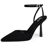 QIY Closed Toe Ankle Strap Heels Women Pumps Pointed Toe Heeled Sandals for Women Stiletto Wedding Dress Shoes