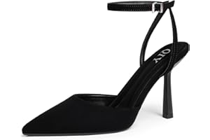 QIY Closed Toe Ankle Strap Heels Women Pumps Pointed Toe Heeled Sandals for Women Stiletto Wedding Dress Shoes