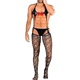 EHSUYAB Men's Sexy Lingerie, Satin Bow, Fishnet Lingerie, Gift For Him