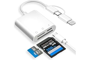 SD Card Reader for iPhone/iPad, Card Reader with MicroSD/SD Dual Slot, Digital Camera Adapter for iPhone 16/15/14/13 Pro Max,