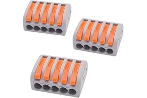 smseace 25 Pcs 5 Port Lever Nut Conductor Compact Wire Connectors Fast Connection Terminal for Multiple Types of Wires PCT-215