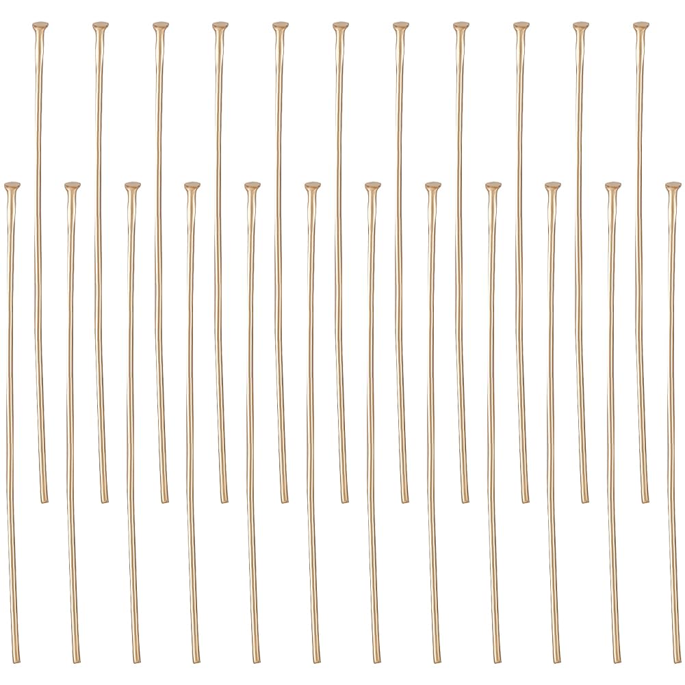 Beebeecraft 1 Box 200Pcs 45mm Flat Headpins 16K Gold Plated Stainless Steel Flat Head Jewelry Making Pins 21 Gauge Bendable Wire Pin for Jewellery Earring DIY Craft
