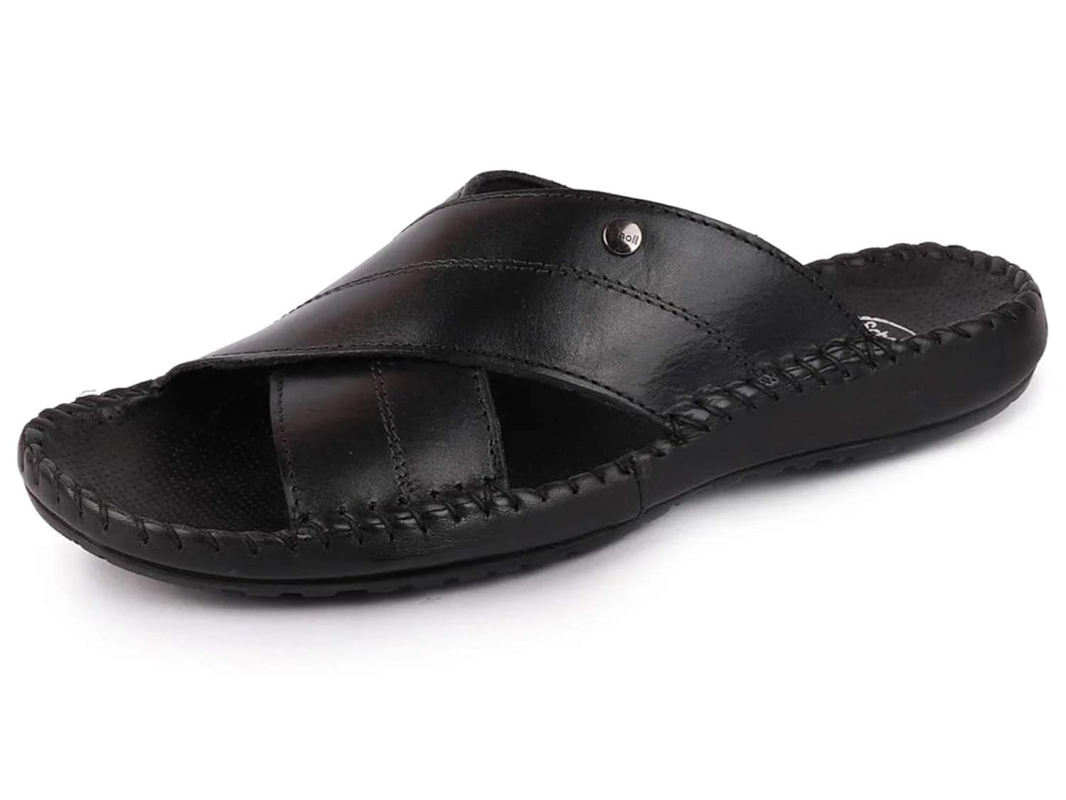 Buy Dr. Scholl's 874632745 Men's Black Leather Slip On Slippers (11