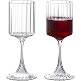 KAMMAK Wine Glasses Set of 2, 13.53 oz Hand Blown Crystal Bordeaux Wine Glasses, Thin Rim & Long Stem, Perfect for Red & White, Daily Use, Wedding or Birthday Gift with Gift Box, Fully Clear Wide Rib