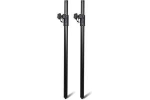 Sound Town 2-Pack Adjustable Height Subwoofer/Speaker Poles (35"-54") with M20 Threaded, 132 LB Load Capacity, Black (STSDA-M54B)