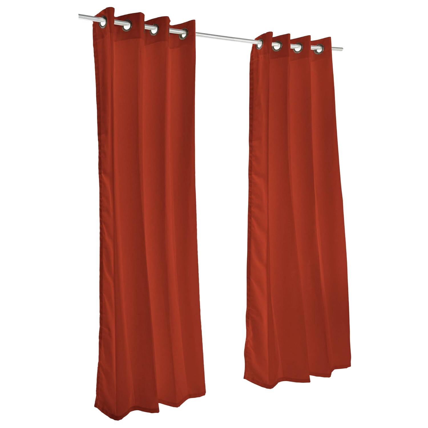Sunbrella Canvas Brass Outdoor Curtain with Dark Gunmetal Grommets 50 in. Wide x 84 in. Long