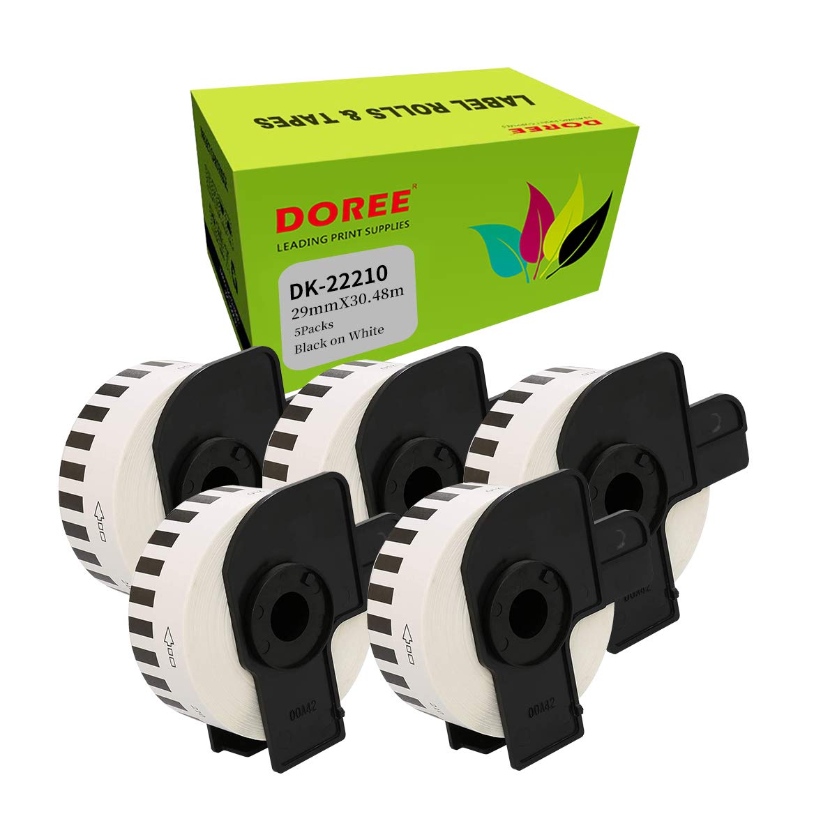 5×DOREE DK-22210 DK22210 29mm x 30.48m Compatible Continuous Paper Label Tape for Brother P-Touch QL-1110NWB QL-1100 QL-1060N QL-1050 QL-500 QL-500A QL-500BW QL-570 QL-580 QL-700 (5 Packs)
