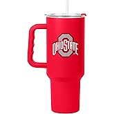 Logo Brands NCAA 40 oz Tumbler with Handle -Stainless Steel Insulated Travel Tumbler with Straw Lid – Powder Coated, Leak-Resistant, Keeps Drinks Hot/Cold – Great for Tailgating, or Everyday Use