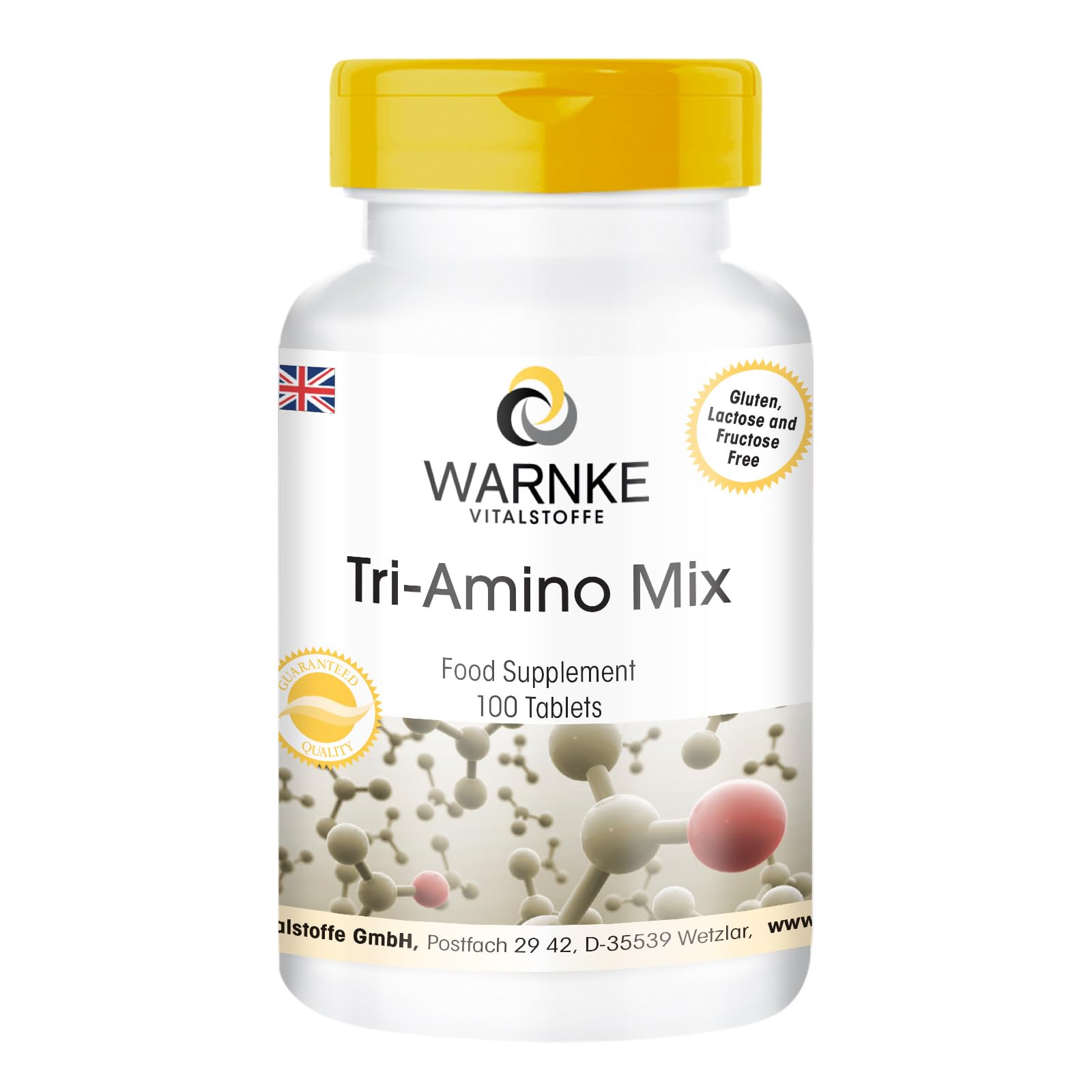 Amino Acid Tablets - arginine, lysine, ornithine - Highly dosed - 100 Tablets | Warnke Vitalstoffe - German Pharmacy Quality