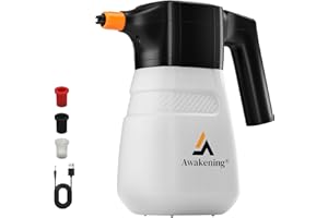 Awakening 2L Electric Foam Sprayer, Waterless Car Wash Kit, 68oz Cordless Rechargeable Battery Foam Blaster, 52PSI Portable Electric Foam Cannon for Auto Car Detailing (White)
