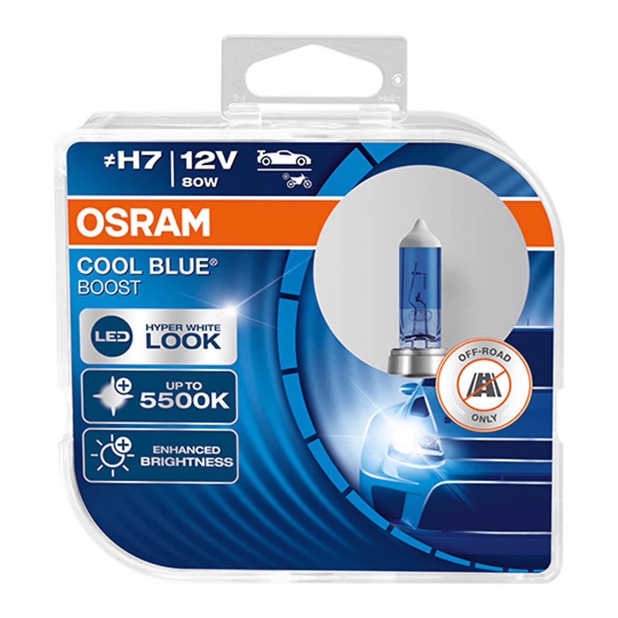 Osram 62210CBB-HCB Cool Blue Boost and Halogen Bulbs, 12 V/ 80 W, Set of 2
