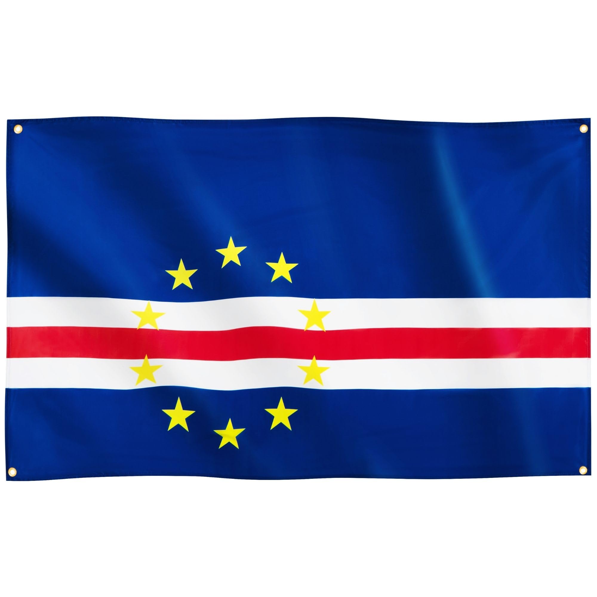 Runesol Cape Verde Flag, 91x152cm, 3ft x 5ft, 4 Grommets, Eyelet In Every Corner, National Heroes Day, Cabo Verde National Flag, Cape Verdean, Premium Flags, Inside, Outside, Vivid Colours — image 1
