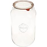 Weck Jars 776 101.4 fl. oz Wide-Mouth Barrel Jar | Large Glass Jar Storage for Food, Sugar, Flour | Safely Store Your Food wi