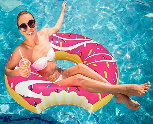 RIFFSPHERES Giant Donut Pool Float & Raft - Pink Swimming Donut Pool Floats Tube Toys for Adults and for Kids. 51" Gigantic Pool Float with Colorful Sprinkles Idea