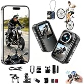Motorcycle Helmet Camera with Stabilization &amp; EIS, POV Chest Magnetic Action Camera with Dual Screen,1080P Wearable Thumb Camera,with Helmet Mount for Motorcycle/Bike Cycling Running Or Walking (16GB)