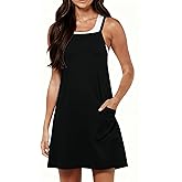 Yeokou Womens Tennis Dress with Bulit-in Shorts Sleeveless Athletic Romper Dresses Active Sundress Workout Outfits(Black-M)
