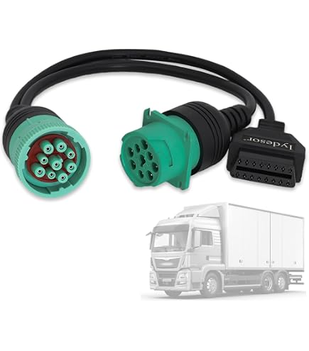 J1939 Splitter 9 Pin Green Type 2 Male Plug To Female And 16 Pin OBD2 Y...