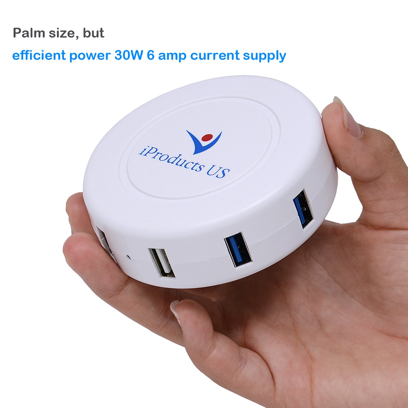 Charging Station iProductsUS Smart Charger Universal USB Charging Dock Multi 6-Port charger for iPhone iPad Samsung Galaxy LG and All of the Smart Cell Phones and Electronic Devices (White)