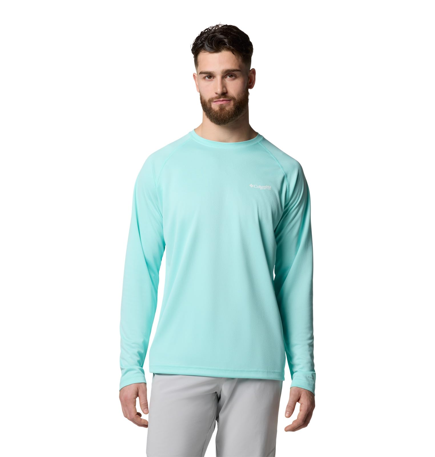 Columbia Men’s PFG Solar Stream Long Sleeve Sun Protection Shirt, Gulf Stream, X-Small