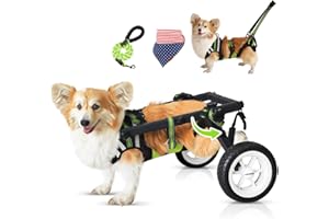 Lokshun Dog Wheelchair for Back Legs Large Small, Newly Wheelchair for Dogs, Adjustable Dog Carts with Wheels for Disabled Hind Legs, Waterproof, with LED, Leash, Angle-Adjustable Wheels