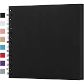 potricher 8 x 8 Inch DIY Scrapbook Album 40 Pages with Kraft Paper, Black | Thick Kraft Paper Scrap Book Photo Albums, Memory Book for Wedding, Anniversary, Baby, Family, Travel, DIY Projects
