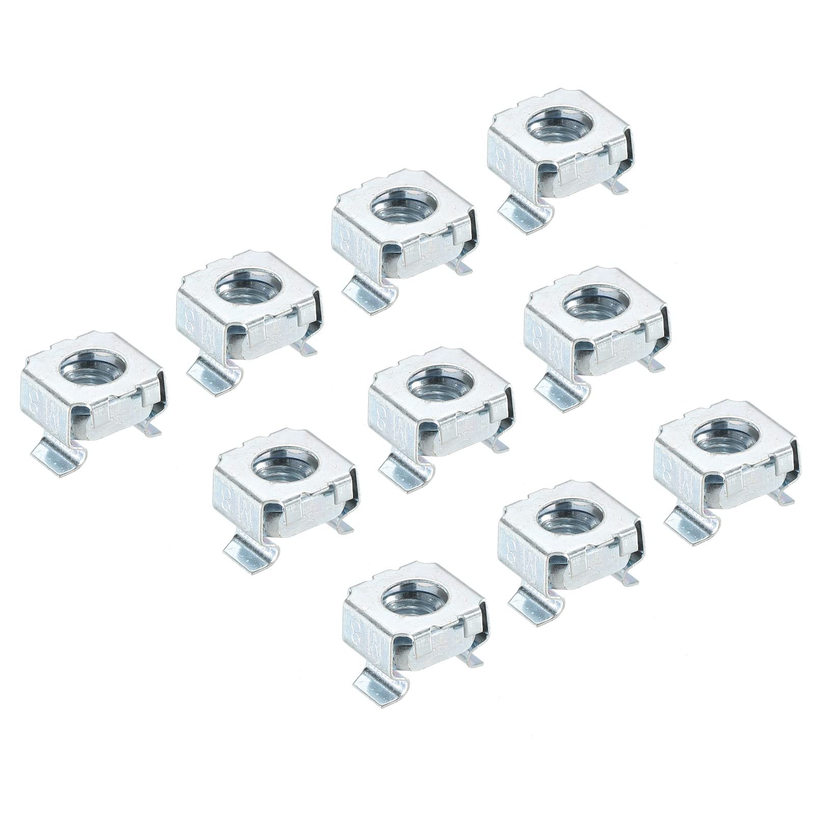 PATIKIL M8 Cage Nuts Carbon Steel for Server Rack Cabinets, Blue White Pack of 30