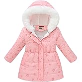 Podgina Little Girl Winter Dress Coat Fleece Outwear Puffer Jacket with Hood Kid Clothes
