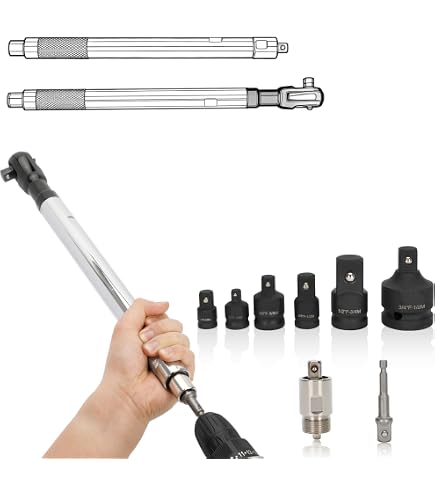 Fabater Offset Extension Wrench – Heavy Duty Impact Ratchet Extender For Tight Spaces, 1/2" Adapter, 66:1 Reduction Gear, Manual/Auto Switch, Cr-V Steel & Tungsten Gears