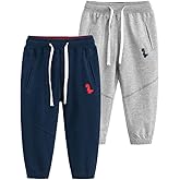 LeeXiang Boys Cotton Jogger Pants, Dinosaur Embroidery Sweatpants 1Pack or 2Pack