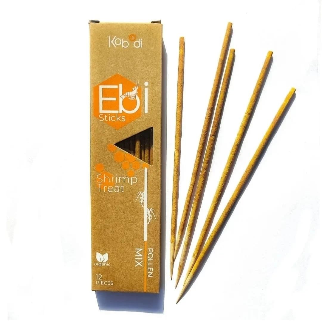Kabadi Ebi Sticks Shrimp Lollies Pollen MIX | 12pcs - 100% natural shrimp lollipops consisting of flower pollen and grains.
