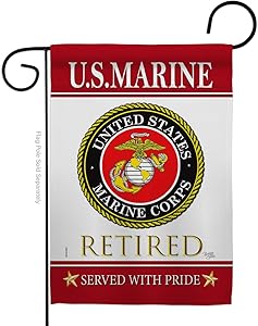 US Marine Retired Garden Flag Armed Forces USMC Semper Fi United State American Military Veteran Retire Official Small Decorative Gift Yard House Banner Double-Sided Made In USA 13 X 18.5