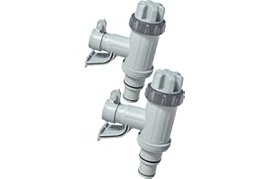 MASCARRY Above Ground Swimming Pool Hose Adapter with Plunger Valve and Pipe Holder - Replacement Parts for Pool Pump System (Round Top 2 PACK)