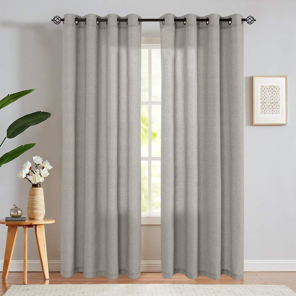 jinchan Linen Cotton Blend Curtains for Living Room Long